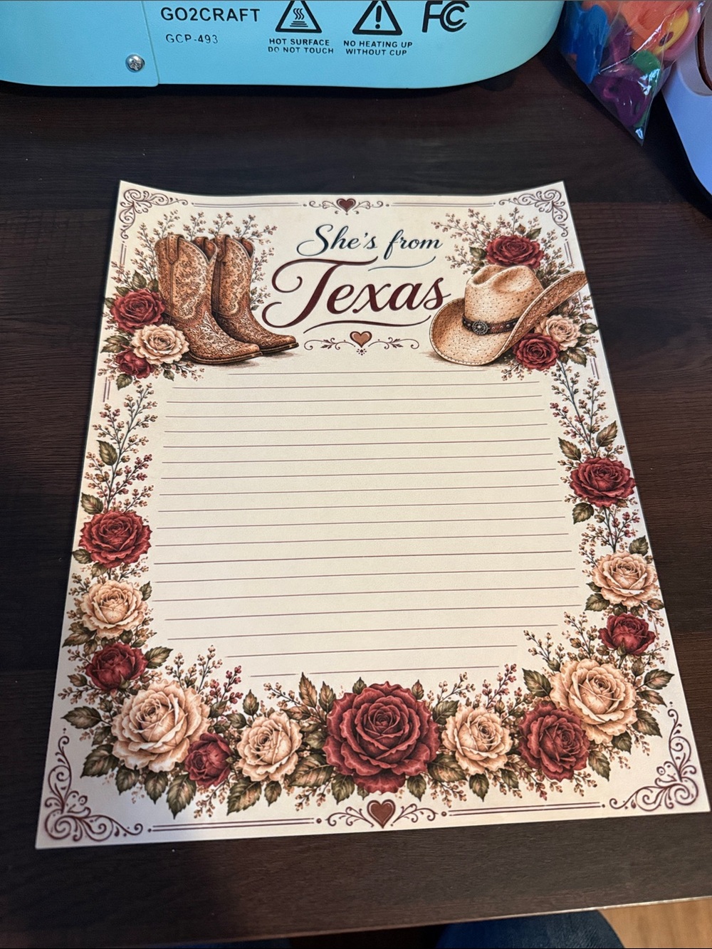 She's from Texas Floral Rodeo Lined Notepad - Cream & Brown